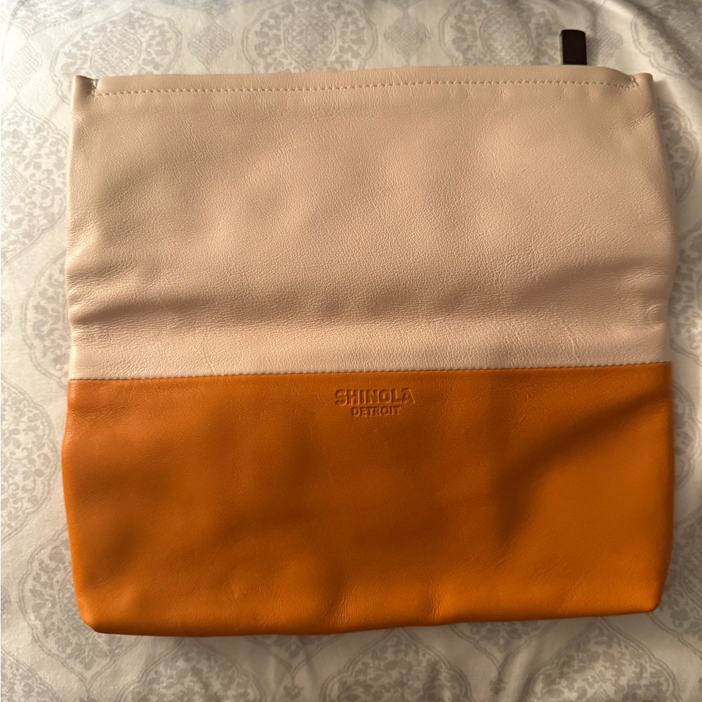 Shinola Detroit Peach & Orange Fold-Over Clutch - Sleek & Versatile